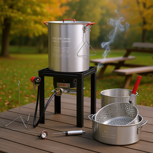 Friteuse à dinde en aluminium Vevor 30 Qt avec paniers perforés et thermomètre, ensemble de cuisine d'extérieur pour cuisinière à gaz - Product Image 2