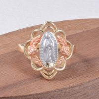 Bague Beverly 14k Oro Vierge Marie-Prophète séquentiel Bijoux tricolores Bague en laiton chrétien Vierge Guadalupe
