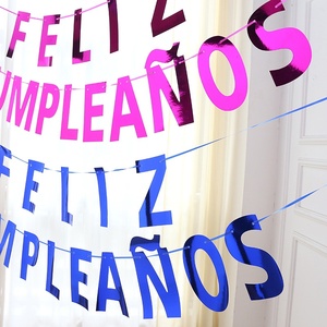 Nuevo Banner de Papel con Letras 'Feliz Cumpleaños' en <span class=keywords><strong>Español</strong></span> para Decoración de Fiestas de Cumpleaños, sin Asta, Venta al Por Mayor - Product Image 3
