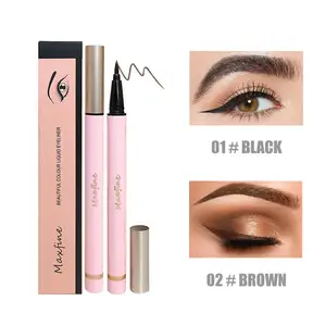 Custom Liquid Eyeliner Pen Waterproof Matte Black Brown Eye Liner Pink Tube Rose Gold Lid Korea Make uo