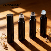 Flacon à bille en verre transparent de 5 ml, 6 ml, 15 ml, 10 ml, avec étiquettes carrées noires, pour huile essentielle ou attar, avec bouchon doré