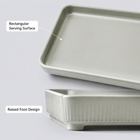 Nouvelle assiette de service rectangulaire contemporaine en mélamine, finition mate, durable, écologique, passe au lave-vaisselle, idéale pour la présentation en restaurant