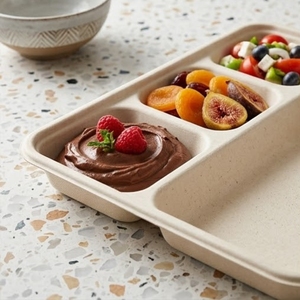 Eco Friendly 5 Compartment Bagasse Meal Tray Biodegradable Sugarcane <b>Pulp</b> Container Heavy Duty Compostable Food Platters - Product Image 5