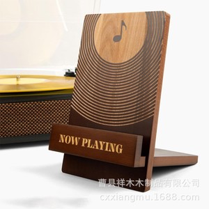 Wooden <b>Record</b> Display <b>Rack</b> Walnut Foldable Freestanding CD <b>Rack</b> Rustic Design - Product Image 3