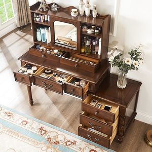 Toletta americana con cassettone angolare estensibile tutti in legno massello MDF per uso camera da letto - Product Image 5