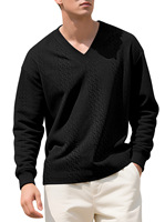 Pull en maille torsadée à col en V pour homme, de haute qualité, uni, texturé, à manches longues, chaud, respirant, pour l'automne, style décontracté professionnel, basique, ODM