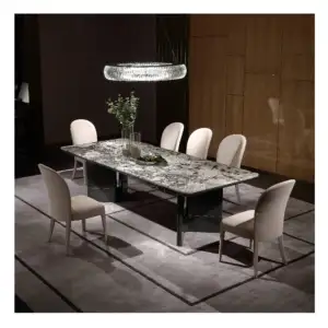 Italian High-End Luxury Marble Dining Table Long Square Design For Villa Restaurant Dining Room Furniture