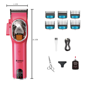 Cortadora de Pelo KEMEI Km-2120, Inalámbrica, Recargable, con Batería de 10w, DLC, 9000 RPM, Color Rojo - Product Image 2