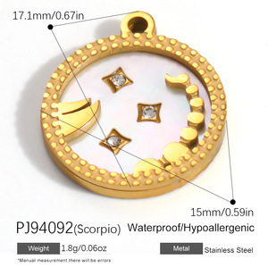 YIMEIL y Accesorios DIY de Alta Calidad: Colgante Impermeable de Acero Inoxidable <span class=keywords><strong>con</strong></span> Diamantes y Madreperla del Zodíaco - Product Image 6