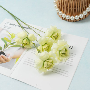 Light Luxury 5-Head Single <b>Branch</b> Bubble Rose Silk Artificial Flower Instagram Style Bedroom Desktop <b>Decoration</b> Homestay Window - Product Image 6