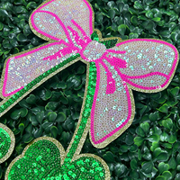 St Patricks Day Vente Chaude Designer Paillettes Paillettes Arc Patch Fer sur Fleur Patch Vêtements Patches