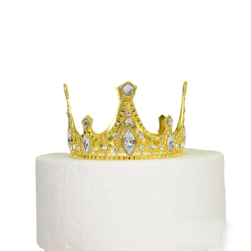 Nicro Mini Tiara torta Topper oro perla di cristallo Vintage torta nuziale corona compleanno Baby Shower torta Topper decorazione