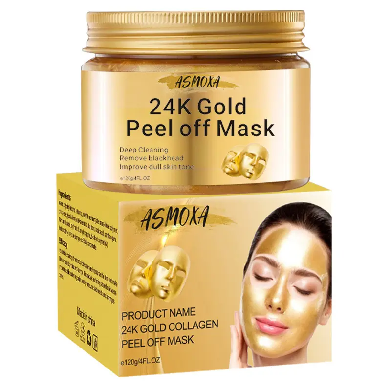 Vente en gros de produits de soins de la peau masque facial à décoller en or 24 carats masque facial nettoyant pour l'élimination de l'acné