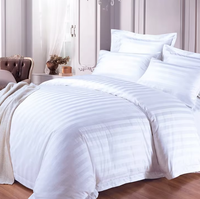 Ensemble de literie en satin à rayures pour hôtel taie d'oreiller en polyester ensemble de housse de couette drap-housse Vente en gros