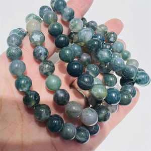 Bracciale all'ingrosso con perle di agata muschiata naturale <span class=keywords><strong>verde</strong></span> da 8 mm, lucidato, elastico, con pietre Chakra, alla moda, per energia curativa e connessione con la <span class=keywords><strong>Terra</strong></span> - Product Image 2