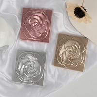 Cadeaux parfaits, miroir de maquillage portable de voyage, petit mini miroir de maquillage en forme de rose, miroir de maquillage pliable carré