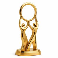 Trophée Figurine en Or Poli Écologique avec Design Arbre en Cristal et Globe, Impression UV, Récompense Métallique pour Cérémonie de Remise des Prix