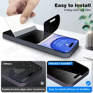 4 Way Privacy Screen Protectors 360 Degree Anti Peeping Privacy Film For IPhone 15 Matte Anti Glare Blue Light Blocking Privacy