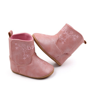 Bottes pour bébé de 0 à 1 an, style rétro simple, bottes courtes en cuir PU pour bébé, chaussures pour fillette - Product Image 5