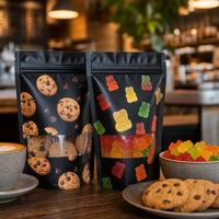 Sachet Doypack Noir Mat Personnalisé avec Fermeture Éclair et Fenêtre, Emballage Mylar pour Snacks et Biscuits