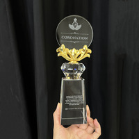 Nouveau Design Or Argent Bronze Métal Fleur Cristal Trophée Récompenses MH-J0607