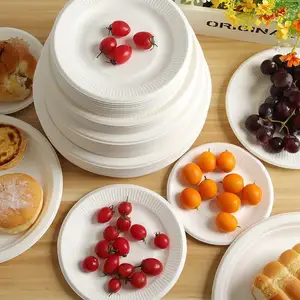 Henglv factory price 7 and 9 inches biodegradable eco friendly disposable paper plate for party and restaurant household set