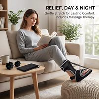 Attelle de nuit réglable pour pied tombant, double fixation, support de cheville, noir, unisexe, dispositif de traction et de correction