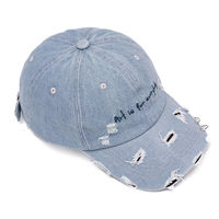 Logo brodé sur mesure Casquette de baseball rétro décontractée pour papa en denim bleu Hip Hop avec personnalité en coton pour la vente en gros