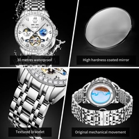 OLEVS 6712 Mouvement mécanique automatique Poignet Phase de lune Creux Luxe Diamant Cadran étoilé Squelette Montres pour hommes
