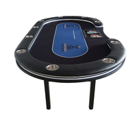 Tables de poker personnalisées en gros pour 6 à 10 joueurs avec éclairage LED, table de jeu de casino pour jeux de poker avec porte-gobelets intégrés