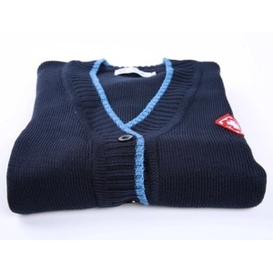 เสื้อคาร์ดิแกนไหมพรมสีน้ำเงินเข้มสำหรับผู้หญิง แต่งขอบสีตัดกัน ผ้าไม่เป็นขุย เหมาะสำหรับพยาบาลและแพทย์ - Product Image 4