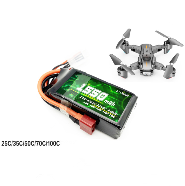 2S 3S 4S 6S 7.4V 11.1V 22.2V Rechargeable Semi-solid State Battery Pack 25C 80C 1550mAh High Rate BMS Protection for RC Drone
