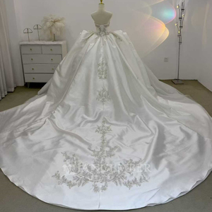 Lsjj134 Queen Satin Wedding Dress Customizable Lace up Keyhole Back Ball <b>Gown</b> With Beaded Crystal <b>Bride</b> Dress Jancember - Product Image 6