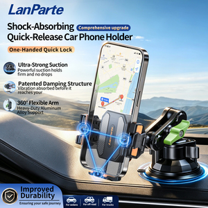 Support de téléphone portable pour voiture à ventouse rotative, capacité 4 kg, rotule en aluminium, pince antichoc, fabricant ODM - Product Image 1