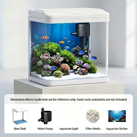 Petit aquarium en verre pour bureau, aquarium écologique pour la maison avec filtre, pompe à oxygène, système d'éclairage LED
