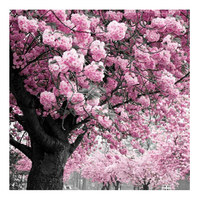 Peinture Diamantée Ever Moment, Motif Arbre Fleuri Rose Carré Complet, Décoration Murale Artistique ASF821