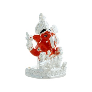 Estatua de Lord Ganesha decorativa Premium hecha a mano, artística, plateada, ecológica, para boda, cumpleaños, regalos de Festival, Pooja - Product Image 4