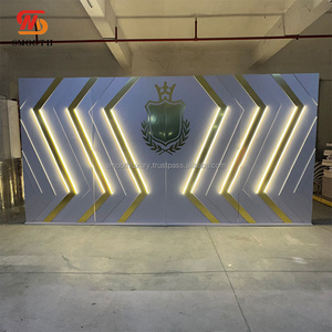 Suave precio de fábrica Led luminoso blanco y oro acrílico Fondo boda escenario decoración fondo - Product Image 2