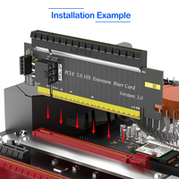 Carte d'extension HLT PCIe 5.0 16X Mâle/Femelle 64 Go/s Haute Vitesse GPU ATX Alimentation 6 Broches Double Alimentation Protection OVP OTP