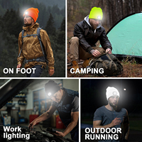 Gorro Unisex con Luz, Gorro con Linterna LED Recargable por USB, Gorro de Punto con Luz Nocturna, Gorro con Linterna