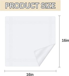 منديل قطني ناعم أبيض للرجال، مقاس 16*16 بوصة، 100% قطن نقي، مناديل سادة مع شريط جاكار للهدايا والزفاف - Product Image 2