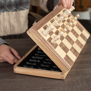 Échiquier en bois <span class=keywords><strong>de</strong></span> haute qualité, deux reines, pliable, jeu d'échecs international pour enfants - Product Image 3