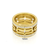 Bague explosive tendance en acier inoxydable plaqué or rose, double rangée de diamants taille princesse, creuse, pour couples