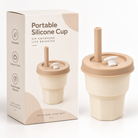 Gobelet en silicone personnalisé OEM avec couvercle à paille et plusieurs couleurs pour la vente en gros