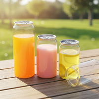 Op maat gemaakte 250ml 330ml 500ml transparante PET-plastic blikjes met deksel voor dranken