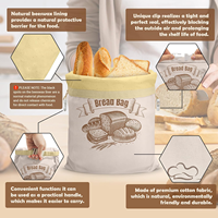 Sacs à pain réutilisables en coton et cire d'abeille |   Conteneur de stockage 16,9x12,6 pouces, capacité 720 pouces cubes, doublure en cire d'abeille, sans plastique, double verrouillage