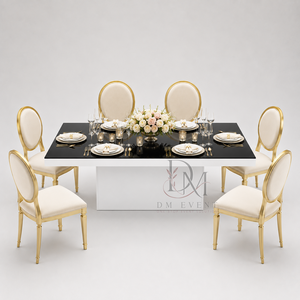 Mesa de Comedor Rectangular de Acero Inoxidable de Primera Calidad con Tapa Negra y Base de Pedestal Único para Eventos y Banquetes al por Mayor - Product Image 1