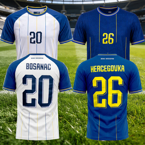 Fabrieksdirecte verkoop Bosnië-Herzegovina voetbaltenue 2026 aangepaste naam nummer korte mouw voetbalshirt voor fans - Product Image 1