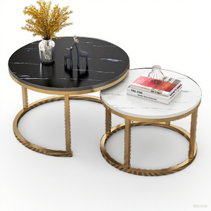 Tavolino da Caffè Moderno Quadrato in Marmo Convertibile con Struttura in Metallo, Altezza Regolabile, Arredamento Personalizzabile per Soggiorno - Product Image 5