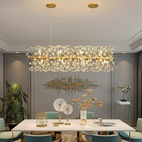 Lustre LED DUOMEIJU de style américain et français en laiton et verre avec télécommande, grande taille pour salon, utilisation intérieure